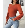 Zeagoo Womens Sweaters Long Sleeve Bodysuits 2026 Fall Crewneck Puff Knit Pullover Tops(Caramel)