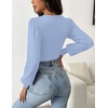 Zeagoo Womens Sweaters Long Sleeve Bodysuits 2026 Fall Crewneck Puff Knit Pullover Tops(Clear Blue)