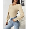 Zeagoo Womens Sweaters Long Sleeve Bodysuits 2026 Fall Crewneck Puff Knit Pullover Tops(Coffee)