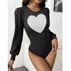 Zeagoo Womens Sweaters Long Sleeve Bodysuits 2026 Fall Crewneck Puff Knit Pullover Tops(Heart)