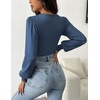Zeagoo Womens Sweaters Long Sleeve Bodysuits 2026 Fall Crewneck Puff Knit Pullover Tops(Navy Blue)