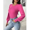 Zeagoo Womens Sweaters Long Sleeve Bodysuits 2026 Fall Crewneck Puff Knit Pullover Tops(Rose Red)