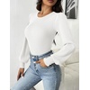 Zeagoo Womens Sweaters Long Sleeve Bodysuits 2026 Fall Crewneck Puff Knit Pullover Tops(White)