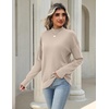Zeagoo Womens Sweaters Turtleneck Long Sleeve Tops Lightweight Fall Clothes(Beige)