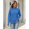 Zeagoo Womens Sweaters Turtleneck Long Sleeve Tops Lightweight Fall Clothes(Bright Blue)