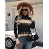 Zeagoo Womens Sweaters Turtleneck Long Sleeve Tops Lightweight Fall Clothes(Fair Isle Pattern)