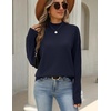 Zeagoo Womens Sweaters Turtleneck Long Sleeve Tops Lightweight Fall Clothes(Navy Blue)
