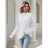 Zeagoo Womens Sweaters Turtleneck Long Sleeve Tops Lightweight Fall Clothes(White)