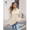 Zeagoo Women’s Turtleneck Sweater Fall Winter Casual Knit Pullover Tops(Beige)