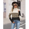 Zeagoo Women’s Turtleneck Sweater Fall Winter Casual Knit Pullover Tops(Black Leopard Apricot)