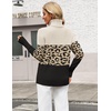 Zeagoo Women’s Turtleneck Sweater Fall Winter Casual Knit Pullover Tops(Black Leopard Apricot)