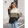 Zeagoo Women’s Turtleneck Sweater Fall Winter Casual Knit Pullover Tops(Black Leopard Apricot)
