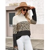 Zeagoo Women’s Turtleneck Sweater Fall Winter Casual Knit Pullover Tops(Black Leopard Apricot)
