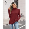 Zeagoo Women’s Turtleneck Sweater Fall Winter Casual Knit Pullover Tops(Wine Red)