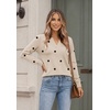 Zeagoo Womens V Neck Sweaters 2026 Fall Long Sleeve Pullover Tops Business Casual Outfits(A- Polka Dot-khaki)