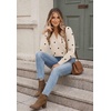 Zeagoo Womens V Neck Sweaters 2026 Fall Long Sleeve Pullover Tops Business Casual Outfits(A- Polka Dot-khaki)
