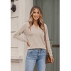 Zeagoo Womens V Neck Sweaters 2026 Fall Long Sleeve Pullover Tops Business Casual Outfits(Almond)