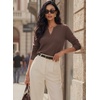 Zeagoo Womens V Neck Sweaters 2026 Fall Long Sleeve Pullover Tops Business Casual Outfits(Brown)