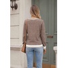 Zeagoo Womens V Neck Sweaters 2026 Fall Long Sleeve Pullover Tops Business Casual Outfits(White Brown Twill)