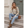 Zeagoo Womens V Neck Sweaters 2026 Fall Long Sleeve Pullover Tops Business Casual Outfits(Z- Floral Apricot)