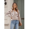 Zeagoo Womens V Neck Sweaters 2026 Fall Long Sleeve Pullover Tops Business Casual Outfits(Z- Flower)