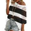 Zeagoo Short Sleeve Crochet Sweater Lightweight Summer Tops Beach Cover Ups(Black White Stripes)