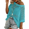 Zeagoo Short Sleeve Crochet Sweater Lightweight Summer Tops Beach Cover Ups(Peacock Blue)