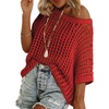 Zeagoo Short Sleeve Crochet Sweater Lightweight Summer Tops Beach Cover Ups(Red)