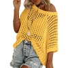 Zeagoo Short Sleeve Crochet Sweater Lightweight Summer Tops Beach Cover Ups(Yellow)