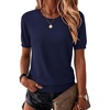 Zeagoo Womens Tops Short Sleeve Sweater Crewneck Basic Fashion Clothing(Navy Blue)