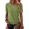 Zeagoo Womens Tops Short Sleeve Sweater Crewneck Basic Fashion Clothing(Olive)