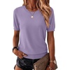 Zeagoo Womens Tops Short Sleeve Sweater Crewneck Basic Fashion Clothing(Purple)