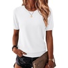Zeagoo Womens Tops Short Sleeve Sweater Crewneck Basic Fashion Clothing(White)