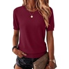 Zeagoo Womens Tops Short Sleeve Sweater Crewneck Basic Fashion Clothing(Wine Red)