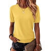Zeagoo Womens Tops Short Sleeve Sweater Crewneck Basic Fashion Clothing(Yellow)