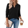 Zeagoo Womens V Neck Sweaters 2026 Fall Long Sleeve Pullover Tops Business Casual Outfits(Black)