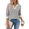 Zeagoo Womens V Neck Sweaters 2026 Fall Long Sleeve Pullover Tops Business Casual Outfits(Black White Stripes)