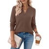 Zeagoo Womens V Neck Sweaters 2026 Fall Long Sleeve Pullover Tops Business Casual Outfits(Brown)