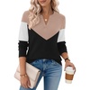Zeagoo Womens V Neck Sweaters 2026 Fall Long Sleeve Pullover Tops Business Casual Outfits(C-khaki Black)