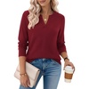 Zeagoo Womens V Neck Sweaters 2026 Fall Long Sleeve Pullover Tops Business Casual Outfits(Wine Red)