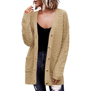 Zeagoo Cardigan Sweaters for Women Long Sleeve Fall Clothes Button Down Top(Beige)