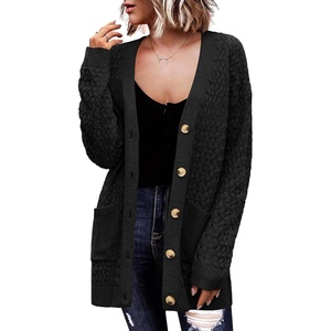 Zeagoo Cardigan Sweaters for Women Long Sleeve Fall Clothes Button Down Top(Black)