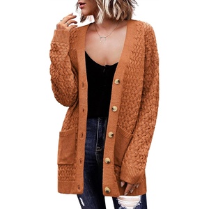 Zeagoo Cardigan Sweaters for Women Long Sleeve Fall Clothes Button Down Top(Brown)