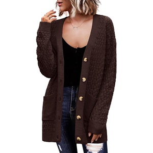 Zeagoo Cardigan Sweaters for Women Long Sleeve Fall Clothes Button Down Top(Deep Brown)