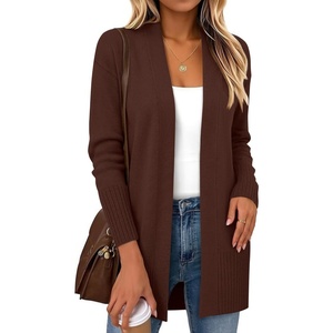 Zeagoo Cardigan Sweaters for Women Open Front Cardigans Long Sleeve Sweater(Brown)
