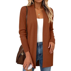 Zeagoo Cardigan Sweaters for Women Open Front Cardigans Long Sleeve Sweater(Orange)