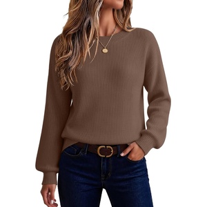 Zeagoo Sweaters for Women 2026 Loose Fit Chunky Knit Casual Fall Outfits(Brown)