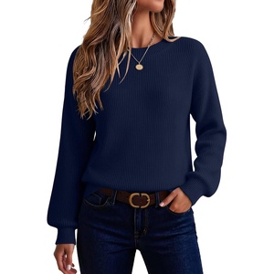 Zeagoo Sweaters for Women 2026 Loose Fit Chunky Knit Casual Fall Outfits(Navy Blue)