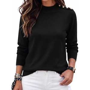 Zeagoo Sweaters for Women Turtleneck Tops Long Sleeve Mock Neck Pullover(Black)