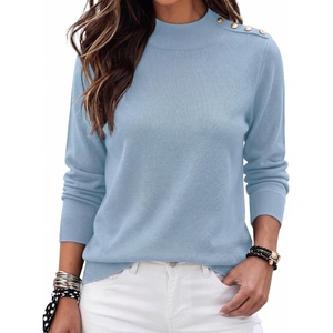 Zeagoo Sweaters for Women Turtleneck Tops Long Sleeve Mock Neck Pullover(Light Blue)